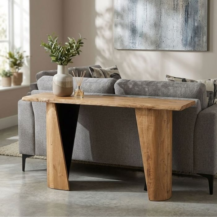 Wandtafel mangohout met ronde poten