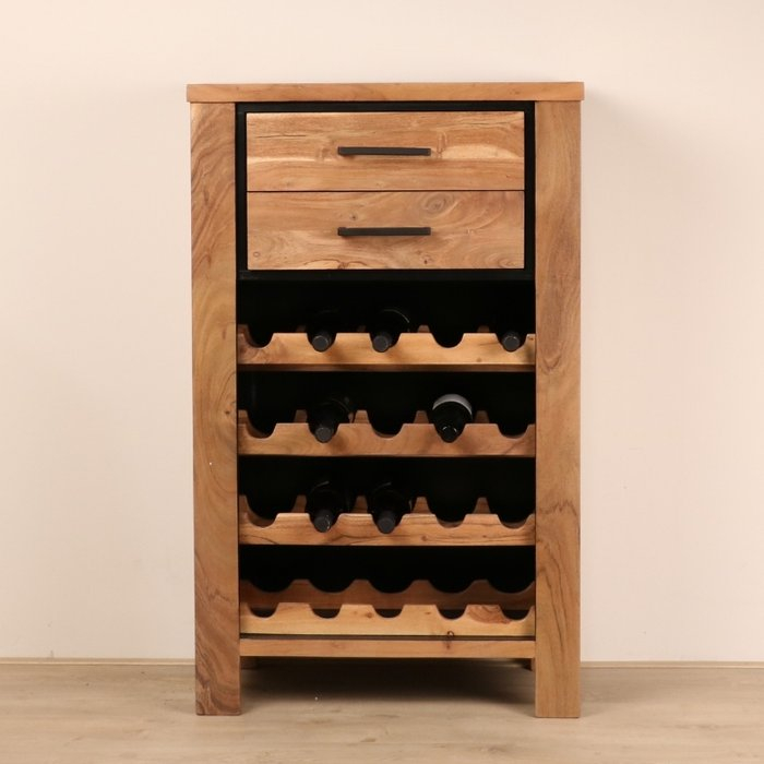 Wijnkast hout met plek voor 20 flessen.