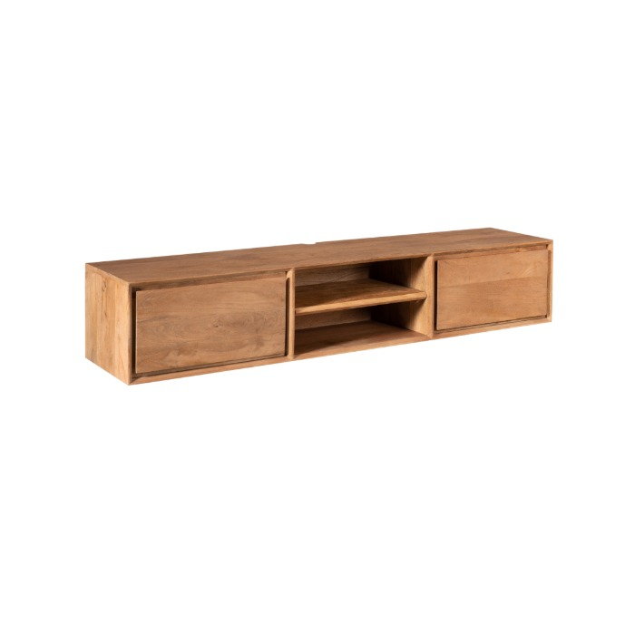 Zwevend tv meubel Ambiance Naturel mangohout 160 cm - vooraanzicht