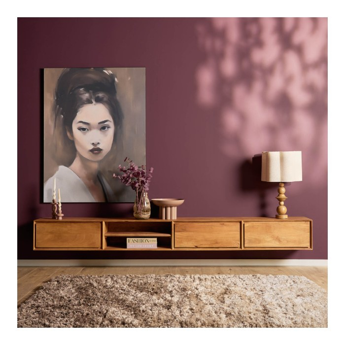 Zwevend tv meubel Ambiance Naturel mangohout 280 cm - sfeerbeeld