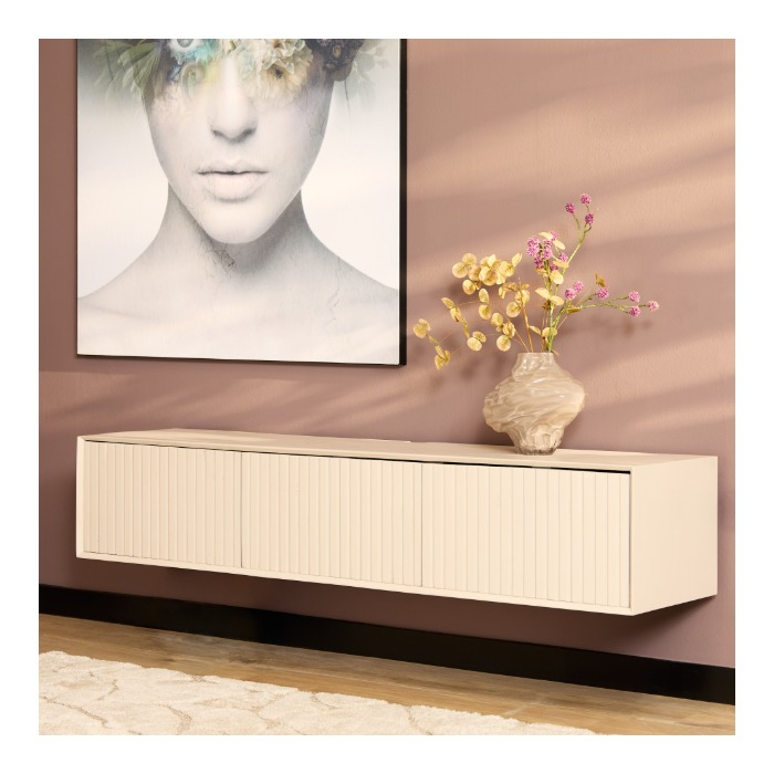 Zwevend tv meubel Madison Zand mangohout 160 cm - sfeerbeeld