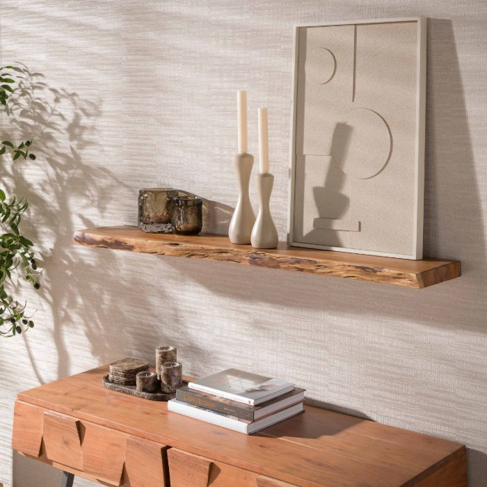 Zwevende wandplank 120 cm Brix naturel acaciahout - sfeerfoto 1