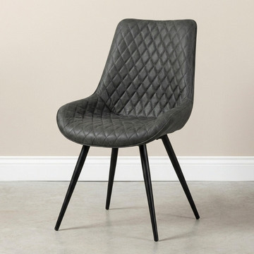 Eetkamerstoel antraciet met zwart metalen frame