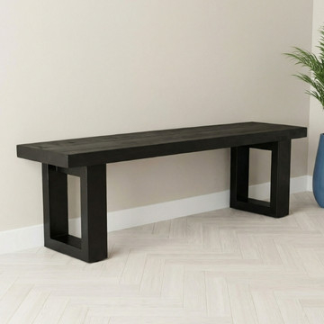 Bankje mangohout zwart in twee maten.