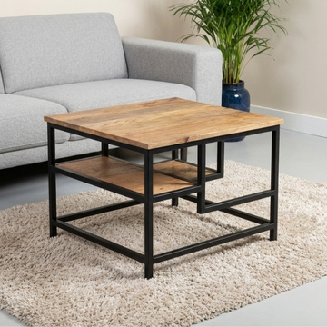 Bijzettafels mangohout. Vierkant 60cm.