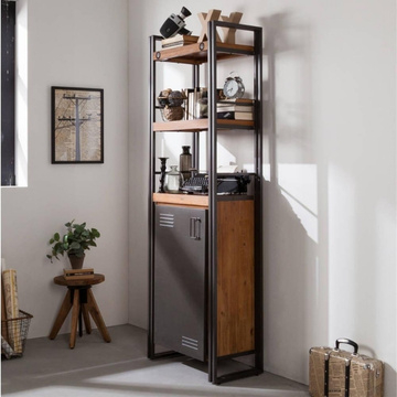 Boekenkast met deur industrieel.