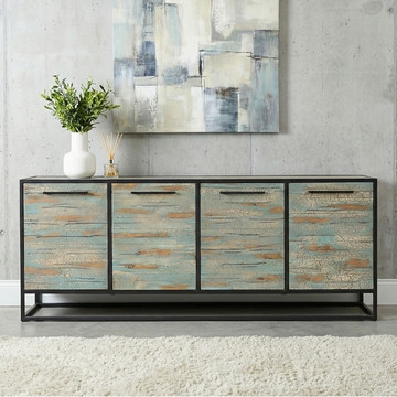 Dressoir industrieel 200 cm breed groen.