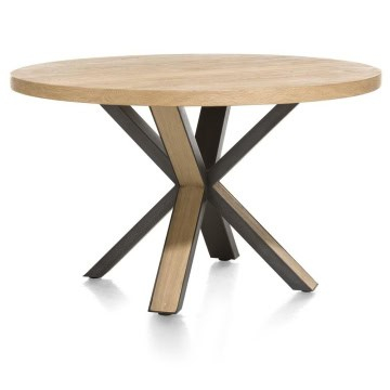 Eiken eettafel rond 130 cm.