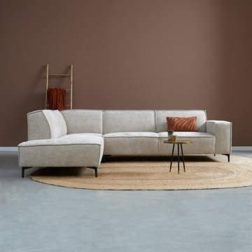 Hoekbankstel in beige stof met ottaman. Model River van Pep