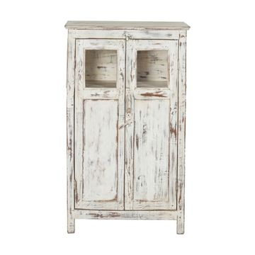 Klein Indiase vitrinekastje wit. 