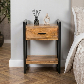 Nachtkastje industrieel mangohout.