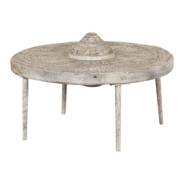 Ronde salontafel uit India. Gemaakt van een wiel