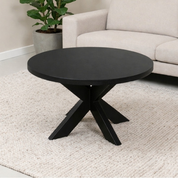 Industriële salontafel mangohout zwart.