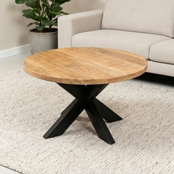 Salontafel mangohout rond 80 cm.
