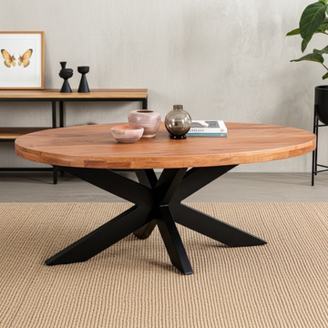 Salontafel ovaal mangohout 120 cm.