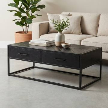 Salontafel visgraat zwart 120 cm.