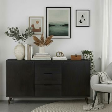 Sfeerafbeelding eiken dressoir 150 cm zwart.