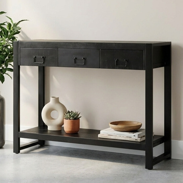 Sidetable zwart mangohout 120 cm.