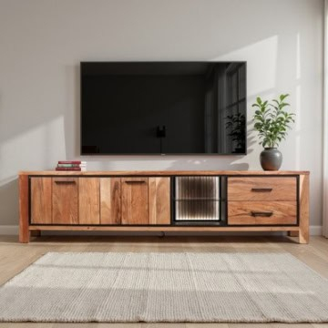 Acaciahouten tv meubel 220 cm breed.