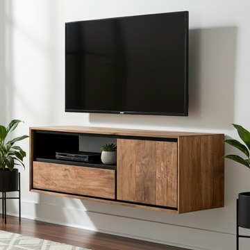 Tv meubel hangend teakhout 115 cm.