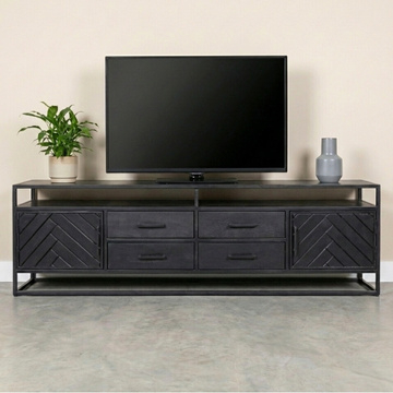 Tv meubel visgraat zwart 200 cm breed.