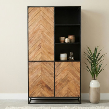 Visgraat kast van mangohout.