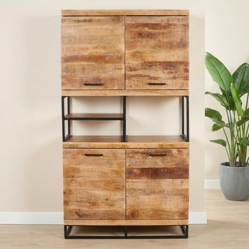 Wandkast mangohout industrieel.