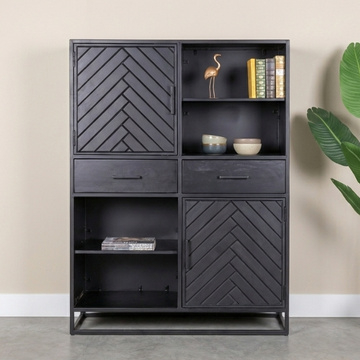 Wandkast visgraat zwart.