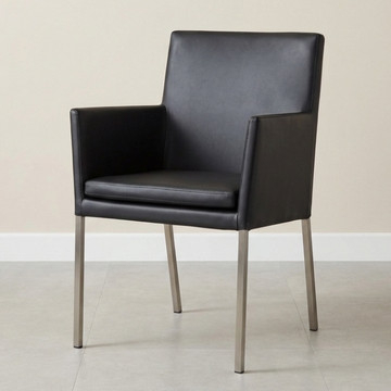 Armstoel zwart met RVS poten