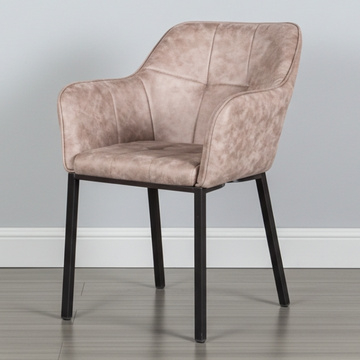 Armstoel in beige van microvezel.