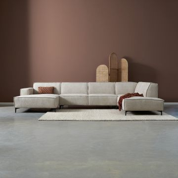 Sfeerafbeelding van de hoekbank River in de kleur beige. 