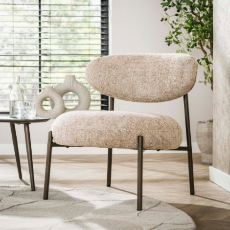 Beige ronde fauteuil Pirin 62 cm - sfeerfoto