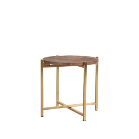 Ronde bijzettafel Douwe mangohout 40 cm donkerbruin