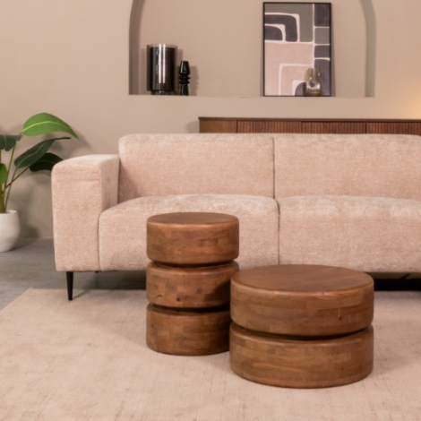 Ronde bijzettafel Mees mangohout 35 cm naturel