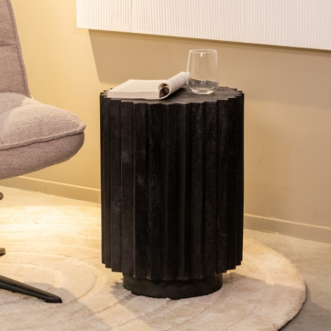 Ronde bijzettafel Noa mangohout 35 cm zwart