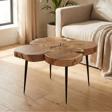 Bijzettafel boomstamhout.