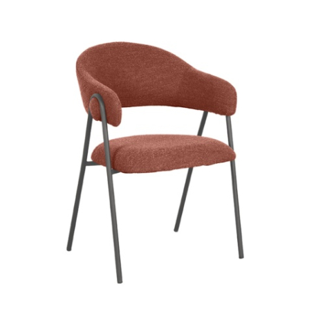 Eetkamerstoel Lode terracotta bouclé met armleuning