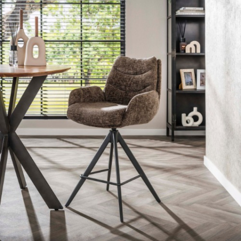 Draaibare barkruk met terugdraaifunctie Elin taupe chenille - sfeerfoto
