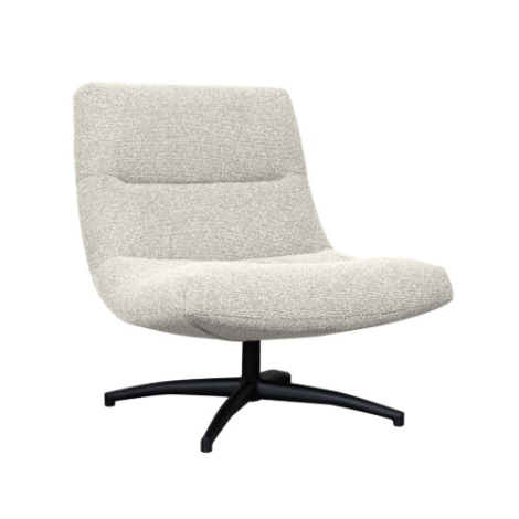 Draaifauteuil David crème bouclé met zwarte kruisvoet