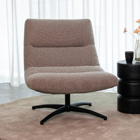 Draaifauteuil David grijs bouclé, zitdiepte 58 cm
