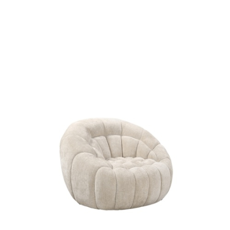 Brede draaifauteuil Dewi crème met koudschuim, 115 cm
