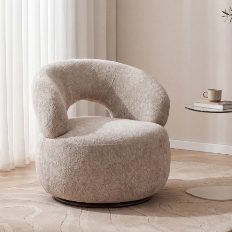 Ronde draaifauteuil Norah beige, extra slijtvast