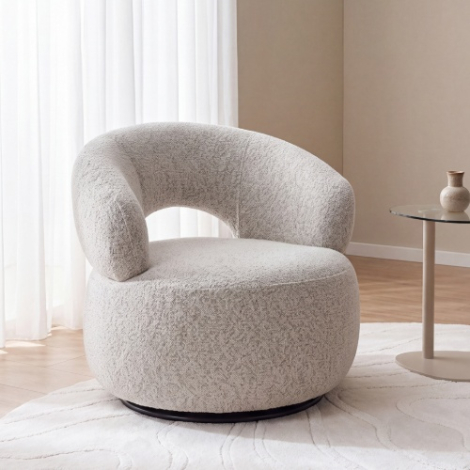Ronde draaifauteuil Norah gebroken wit, 160.000 toeren