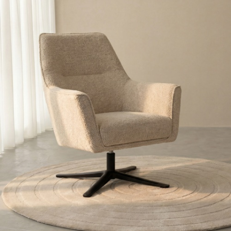 Draaifauteuil Tom crème, 100.000 toeren