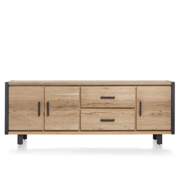 Dressoir van eikenhout 240cm breed met 3 deuren en 2 laden. Brooklyn van happy at home