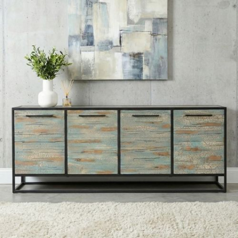 Dressoir industrieel 200 cm breed groen.