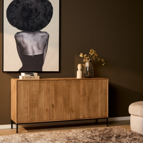 Dressoir Madison naturel mangohout 165 cm sfeerbeeld in de woonkamer