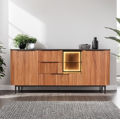 Dressoir met ronde hoeken 180 cm.