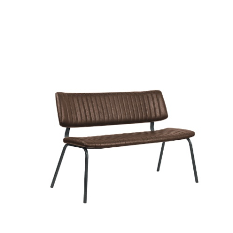Eetkamerbank met rugleuning Gijs 120 cm bruin kunstleer