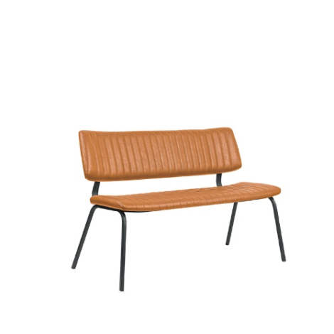 Eetkamerbank met rugleuning Gijs 120 cm cognac kunstleer